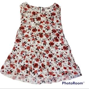 Garage Floral Peplum Tank Top Size Small Zipper White Pink